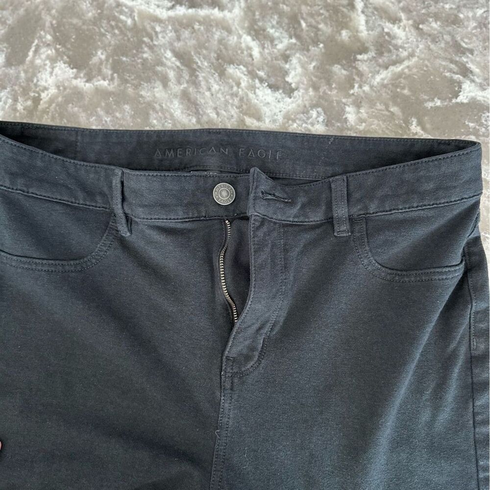 American Eagle Next Level Stretch Pants Women's16L Black Belt Loops Button Zip - Picture 8 of 11